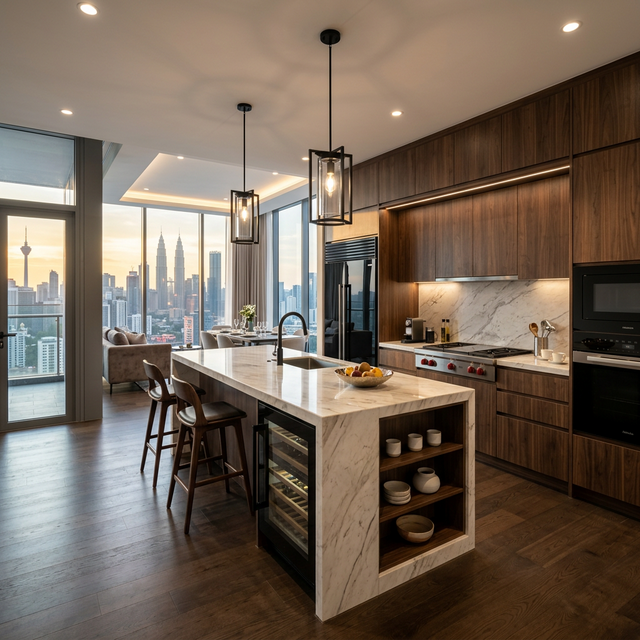 Luxury modern kitchen showing high-end finishing